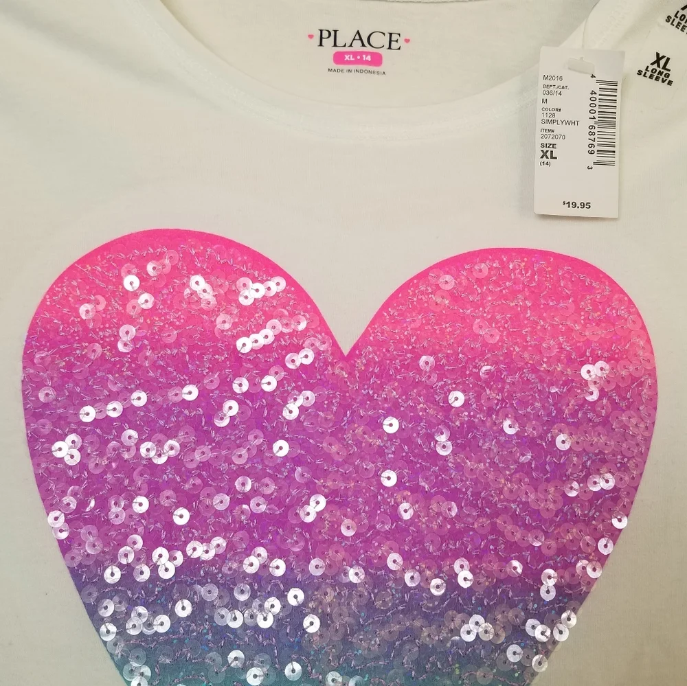 The Children's Place Sequin Heart Tee NEW